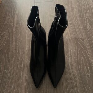 Leather Black heels ankle boot